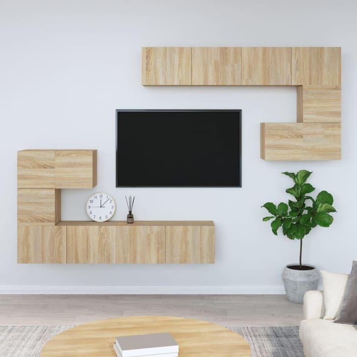 vidaXL Tv-wandmeubel bewerkt hout sonoma eikenkleurig, Huis en Inrichting, Kasten | Televisiemeubels, 25 tot 50 cm, Nieuw, Overige houtsoorten