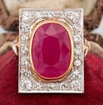 Ring - 18 karaat Roségoud, Witgoud Robijn - Diamant, Sieraden, Tassen en Uiterlijk, Ringen, Nieuw