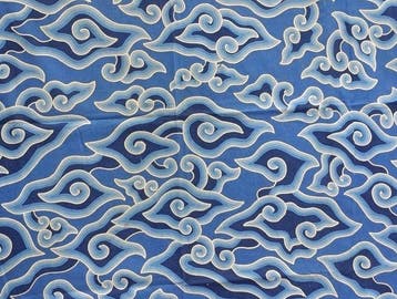 Groot Indonesisch batik-textiel van katoen Indigo – iconisch