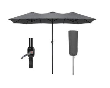 VOUNOT Dubbele aluminium stokparasol, 270×460cm, met zwen.., Tuin en Terras, Verzenden, Nieuw, Stokparasol