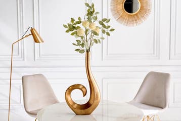 Moderne vaas WAVE 47cm goud aluminium gepolijst decoratie -, Ophalen of Verzenden, Nieuw