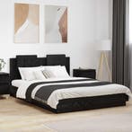 vidaXL Bedframe met Hoofdeinde Zwart Eiken 150 x 200 cm, Verzenden, Nieuw, Zwart, Hout
