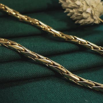 Vintage gouden cardano schakelcollier (Ketting), Ophalen of Verzenden, Gebruikt, Overige kleuren, Goud