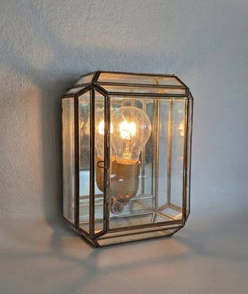 Estévez Hijos - Wandlamp - Art Deco stijl - Messing, Glas, Antiek en Kunst, Curiosa en Brocante