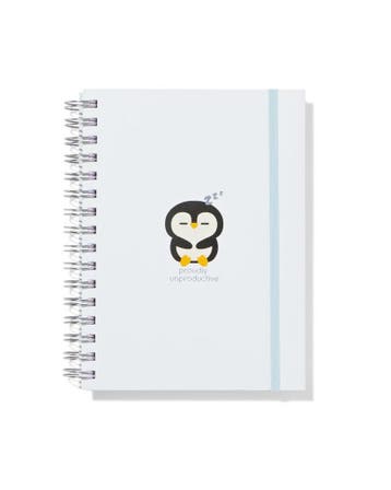 HEMA 4-in-1 collegeblok 21x14.8cm gelinieerd pinguïn, Verzenden, Nieuw