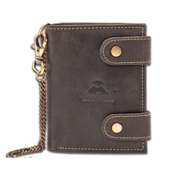 Woodland Biker portemonnee met ketting | Leer | Bruin, Overige merken, Bruin, Verzenden, Nieuw