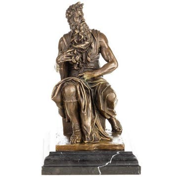 Figuur - Bronzefigur Moses 31 CM - Brons, Marmer