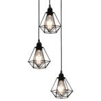 vidaXL Plafondlamp met diamantvorm 3xE27 zwart, Verzenden, Nieuw