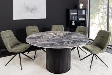 Ronde eettafel UNIQUE 120cm zwart keramiek met onderstel -, Huis en Inrichting, Tafels | Eettafels, Ophalen of Verzenden, Nieuw