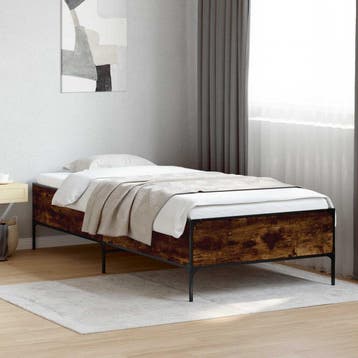 vidaXL Bedframe Rook Eik 80 x 200 cm Bewerkt hout, Verzenden, Nieuw, Bruin, Hout