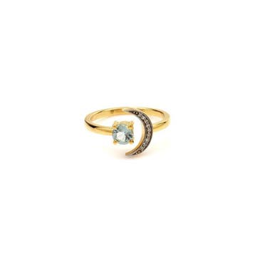 Stapelring - 14 karaat Geel goud - 0.58ct. tw. Aquamarijn -