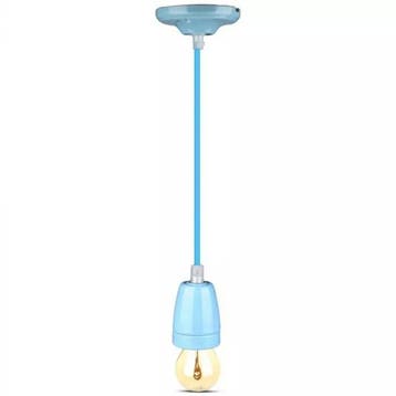 Retro porseleinen lamp - BLAUW - E27 fitting - pendel, Ophalen of Verzenden, Nieuw