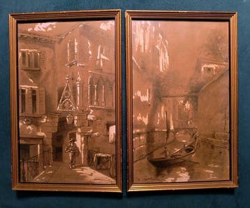 Arturo Ferrari (1861–1932) - Two views of the Venetian, Antiek en Kunst