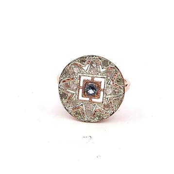 Zonder minimumprijs - Ring - 9 kt. Roségoud, Zilver Smaragd, Nieuw
