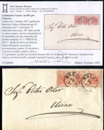 Italiaanse oude staten - Lombardije Venetië 1850 - Tarief, Gestempeld