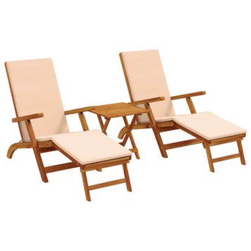 vidaXL Ligstoelkentingen en opvouwbare zonnebader 3 pcs, Verzenden, Nieuw