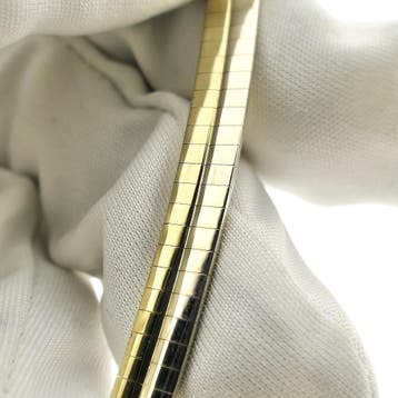 Bicolor gouden omega schakelcollier (Ketting), Sieraden, Tassen en Uiterlijk, Kettingen, Ophalen of Verzenden, Gebruikt, Overige kleuren