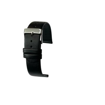 horlogeband-horlogebandje-echt leer-zwart-recht-zacht, Sieraden, Tassen en Uiterlijk, Horloges | Dames, Verzenden, Nieuw, Polshorloge