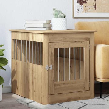 vidaXL Hondenbench 64,5x80x71 cm bewerkt hout artisanaal, Dieren en Toebehoren, Hondenhokken, Verzenden, Nieuw