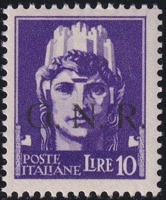 Republikeinse Nationale Garde 1943 - Tir. di Brescia 10 l., Gestempeld