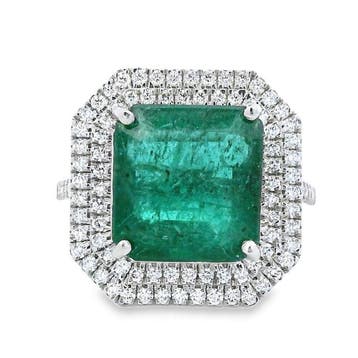 Zonder minimumprijs - Ring Platina - 5.69ct. tw. Smaragd -, Nieuw