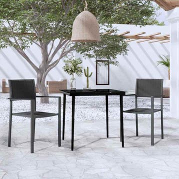 vidaXL 3-delige Tuinset zwart, 2 zitplaatsen, Verzenden, Textileen, Nieuw