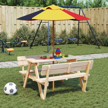 vidaXL Parasol voor kinderen met houten paal Ø120x140 cm, Verzenden, Nieuw