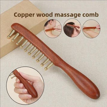 Houten Meridian Kam met Koperen Tanden & Massage Stick voor, Verzenden, Nieuw