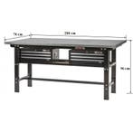 Werkbank zwart 200 cm met zinken werkblad en 2, Doe-het-zelf en Verbouw, Werkbanken, Ophalen of Verzenden, Nieuw