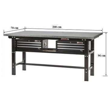 Werkbank zwart 200 cm met zinken werkblad en 2, Doe-het-zelf en Verbouw, Werkbanken, Ophalen of Verzenden, Nieuw