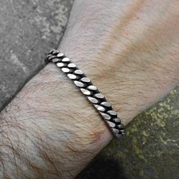 Zilveren robuuste gourmetschakel herenarmband, Sieraden, Tassen en Uiterlijk, Armbanden, Ophalen of Verzenden, Gebruikt, Zilver