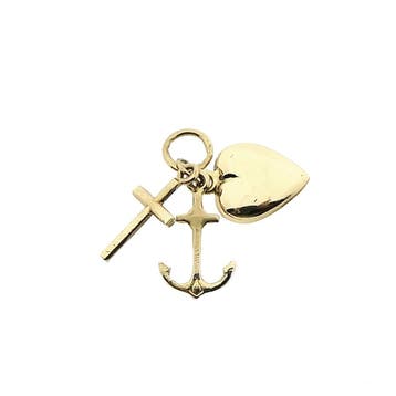 Gouden geloof, hoop en liefde hanger (Hanger of bedel), Ophalen of Verzenden, Gebruikt, Goud, Overige merken