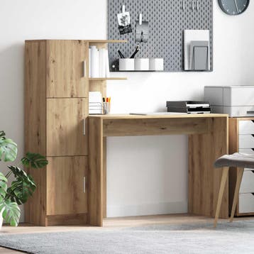 vidaXL Bureau Artisan Eiken 133.5 x 50 x 124 cm 2 st, Verzenden, Nieuw