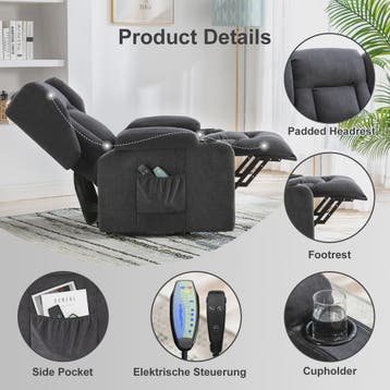 Elektrische Relaxfauteuil met Sta-Op Functie, Massage en Sto, Verzenden, Nieuw
