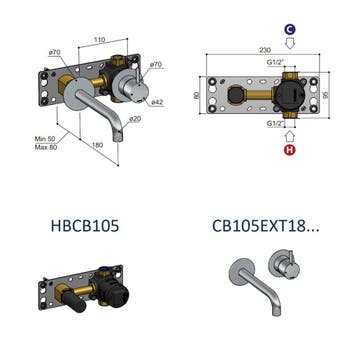 Inbouw Wastafelkraan Hotbath Cobber 18cm Gebogen Uitloop, Ophalen of Verzenden, Nieuw