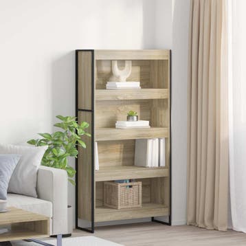 vidaXL Boekenkast 80 x 30 x 155 cm Bewerkt hout Sonoma, Huis en Inrichting, Kasten | Boekenkasten, Minder dan 50 cm, Verzenden