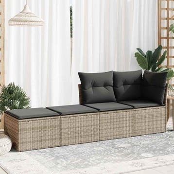 vidaXL 2-delige Loungeset met kussens poly rattan acacia, Verzenden, Nieuw, Loungeset