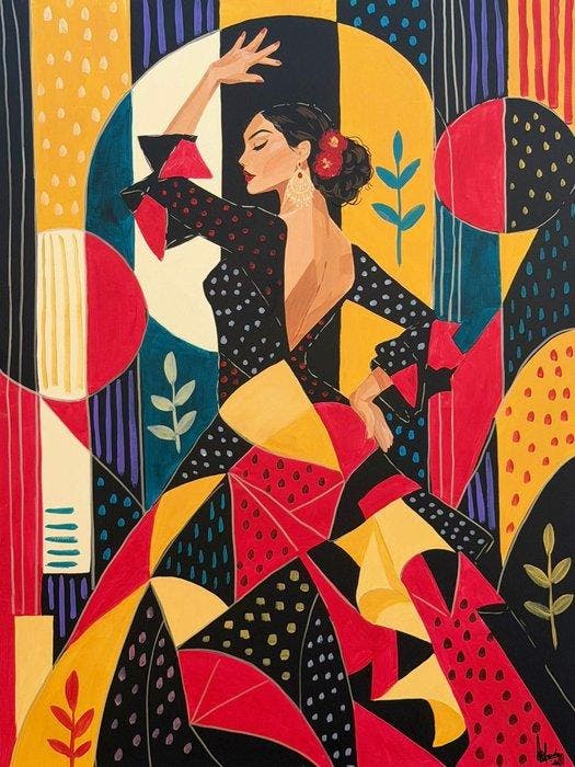 Adri Q - Danza de la Flamenca, Antiek en Kunst, Kunst | Schilderijen | Klassiek