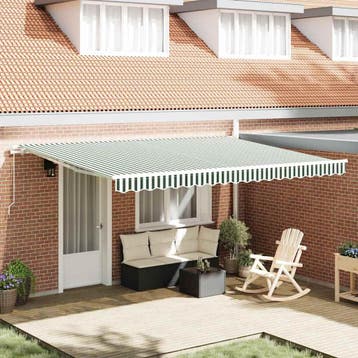 vidaXL Vervangingsdoek voor zonnescherm Groen en Wit 430 x, Tuin en Terras, Zonneschermen, Verzenden, Nieuw