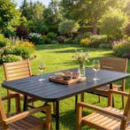 Eettafel voor buiten - antraciet - 170 x 90 x 75 cm, Huis en Inrichting, Tafels | Eettafels, Verzenden, Nieuw, 200 cm of meer