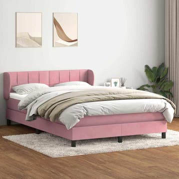 vidaXL Boxspring met matras fluweel roze 160x210 cm, Verzenden, Nieuw, Tweepersoons, Stof