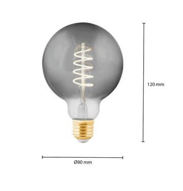 LED FILAMENT E27 GLOBE S DIMBAAR SMOKE 4W, Ophalen of Verzenden, Nieuw