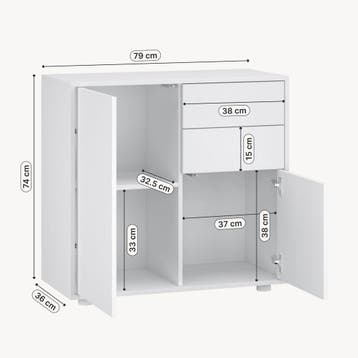 Commode Paarl 74x79x36 cm wit mat [en.casa], Huis en Inrichting, Verzenden, Nieuw
