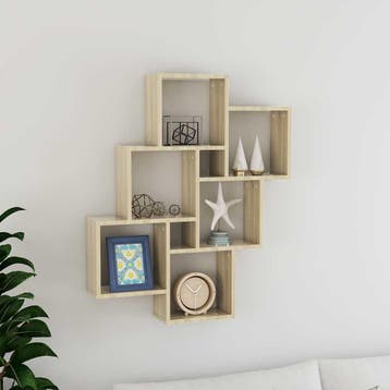 vidaXL Wandschap kubus 78x15x93 cm bewerkt hout sonoma eiken, Verzenden, Nieuw
