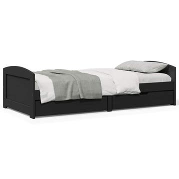vidaXL Slaapbank met 2 lades zonder matras IRUN 90x200 cm, 90 cm, Eenpersoons, Verzenden, Zwart