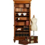 Zeer hoge smalle open boekenkast blond noten verstelbare pla, Antiek en Kunst, Ophalen of Verzenden