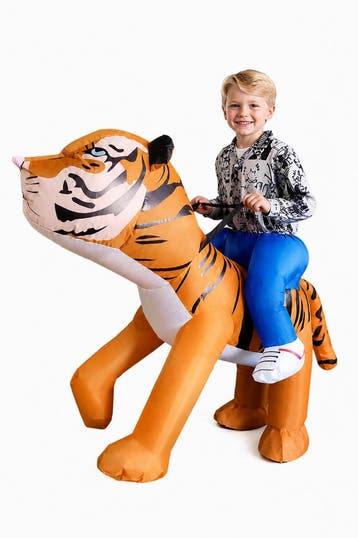 KIMU® Opblaas Kostuum Kinderen Zittend Op Siberische Tijger, Ophalen of Verzenden, Nieuw