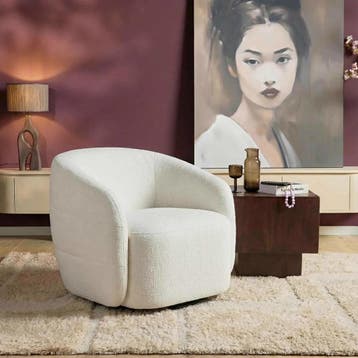 Draaibare Fauteuil Yara Off White | Starfurn, Ophalen of Verzenden, Nieuw