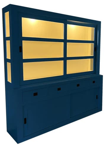 Buffetkast briljantblauw Hasselt 220cm led verlichting, Ophalen of Verzenden, Nieuw