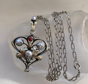Zilver, Topaas & Parelmoer - Ketting met hanger - Nieuwe